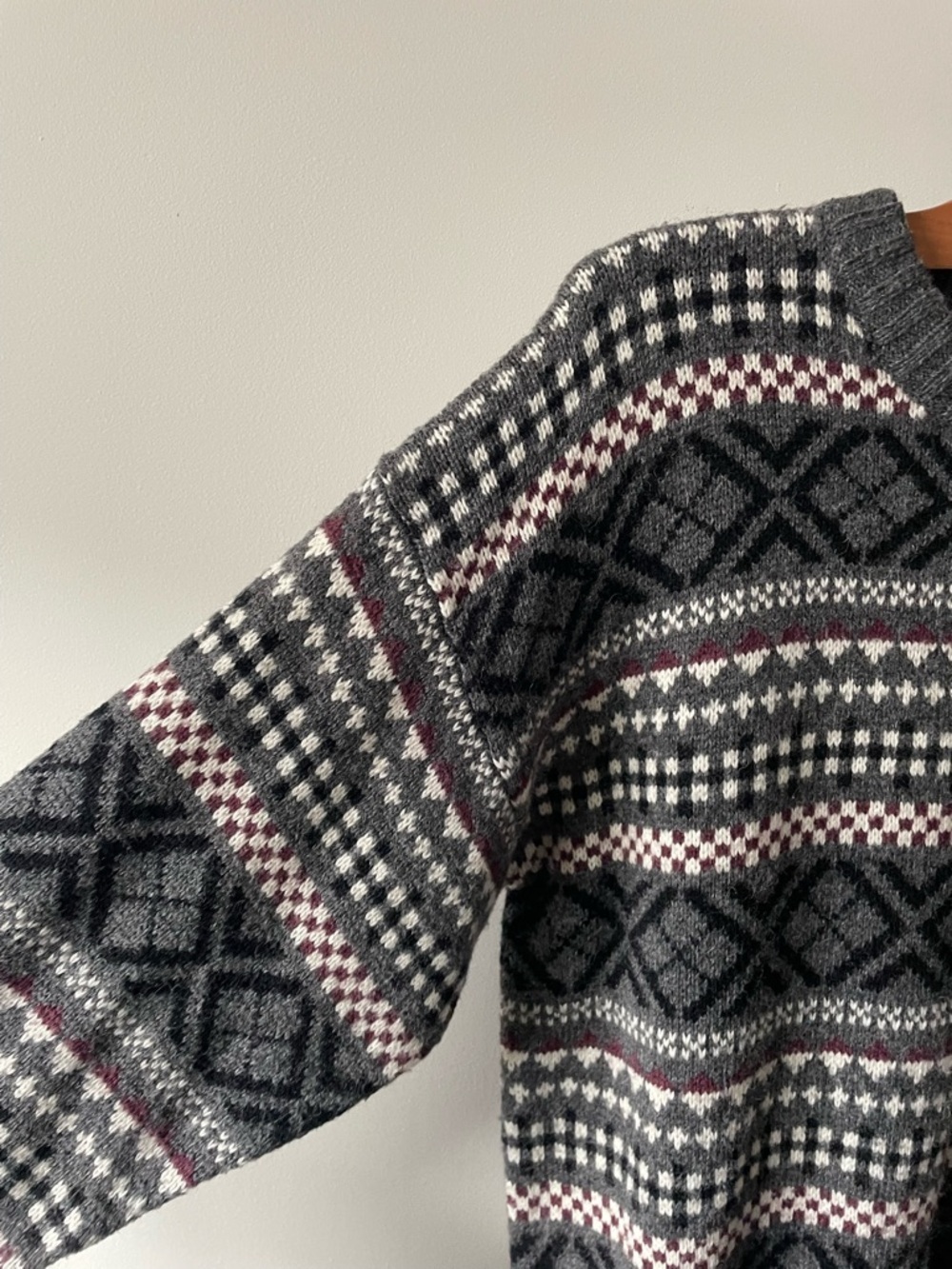 90s Vintage Cricketeer Wool Blend Fair Isle Grandpa Mens Sweater Size Medium - Picture 4 of 7